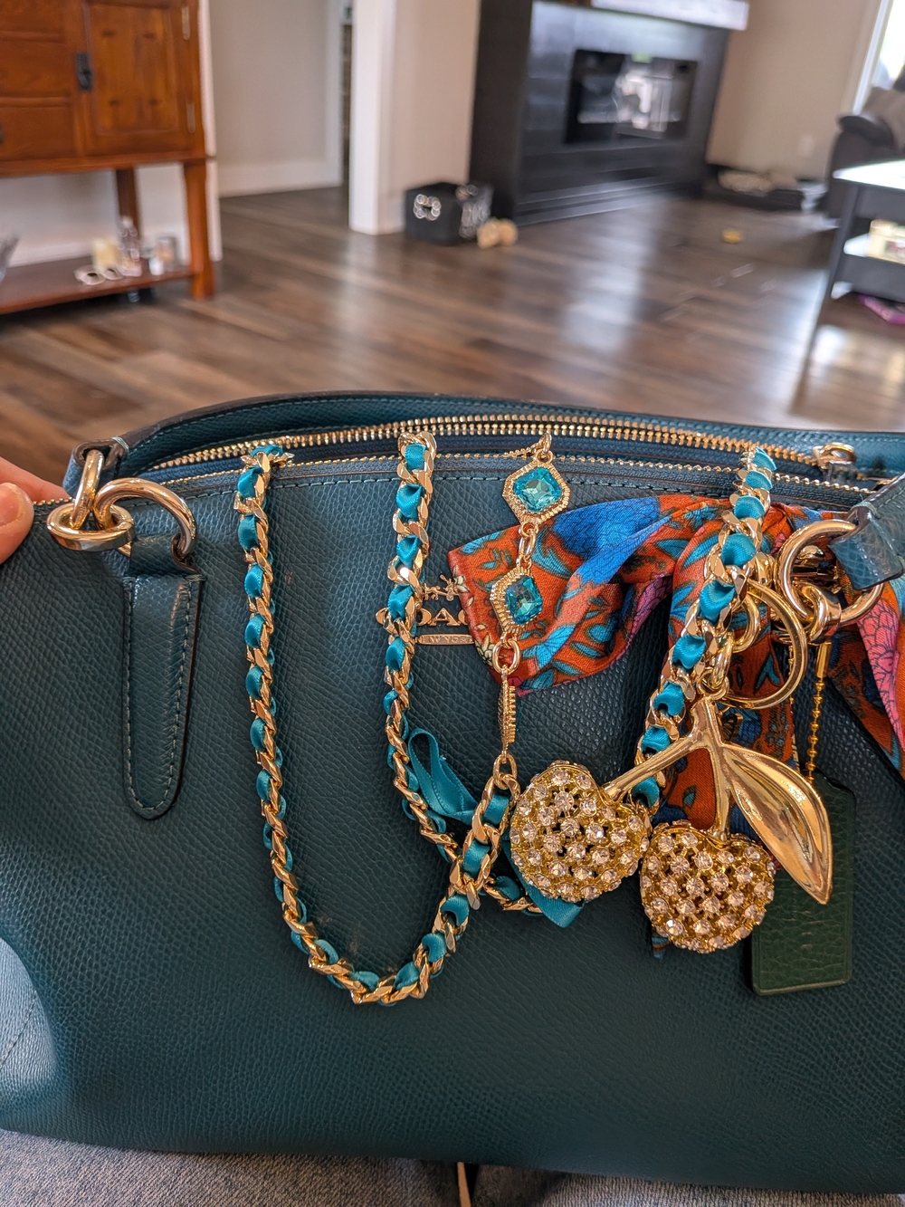 Coach Christie Carryall Small Dark Teal Pebbled Leather - Picture 11 of 12
